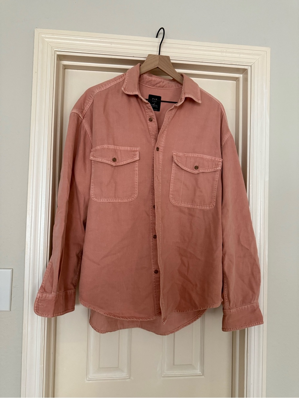 Gap Men's Long-Sleeve Button Shirt Jacket in Dusty Rose